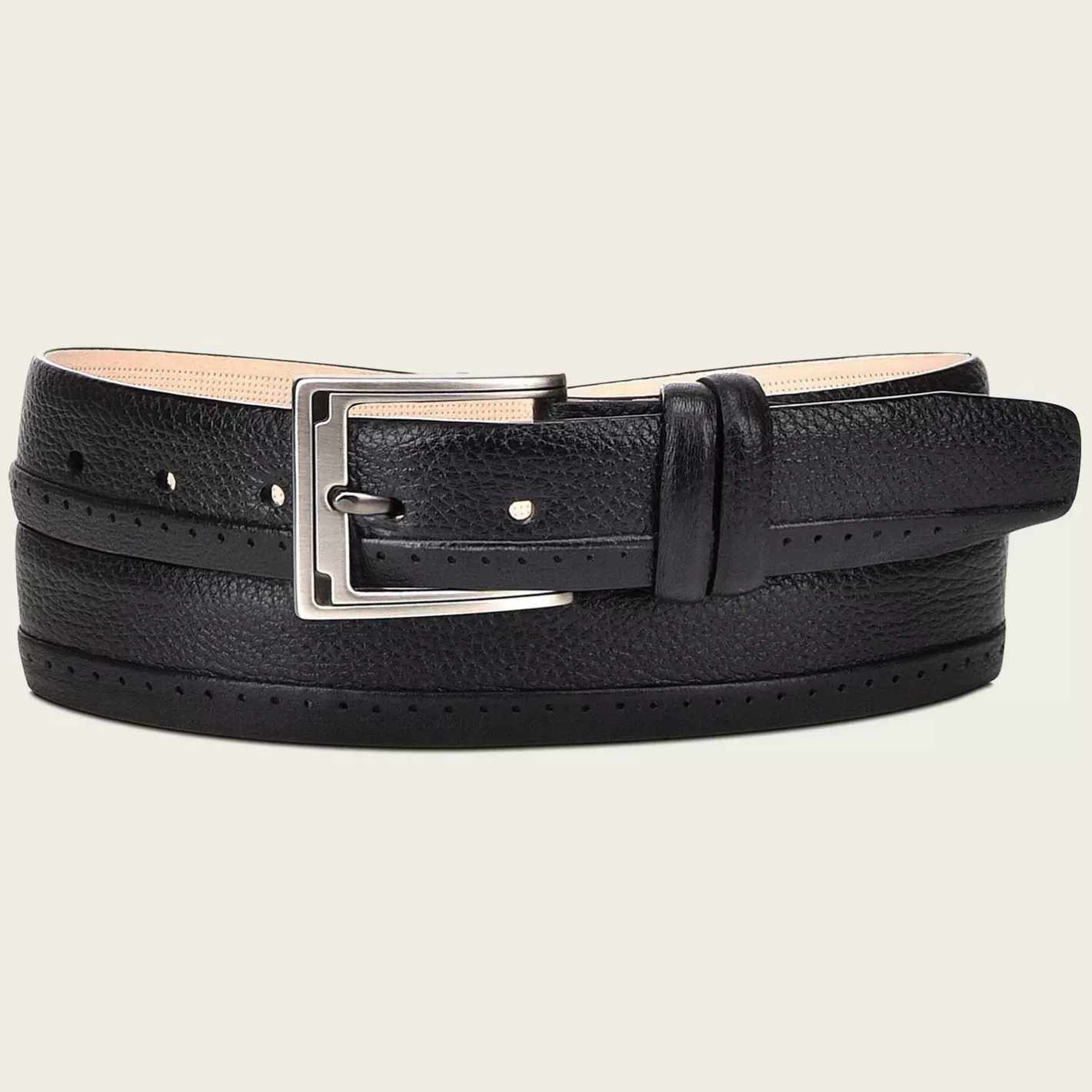 Cuadra Perforated Black Leather Belt Online