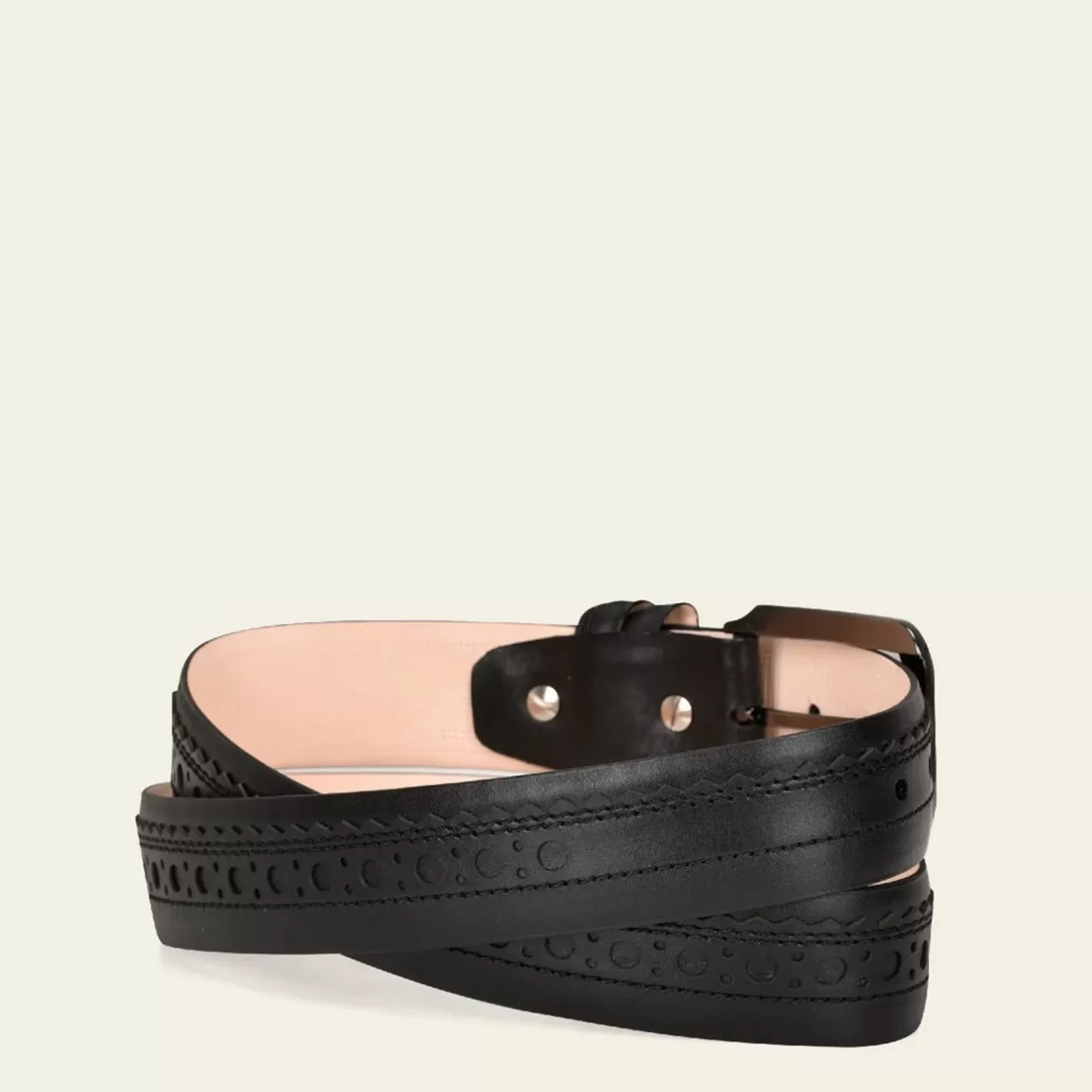 Cuadra Perforated Black Leather Formal Belt Clearance