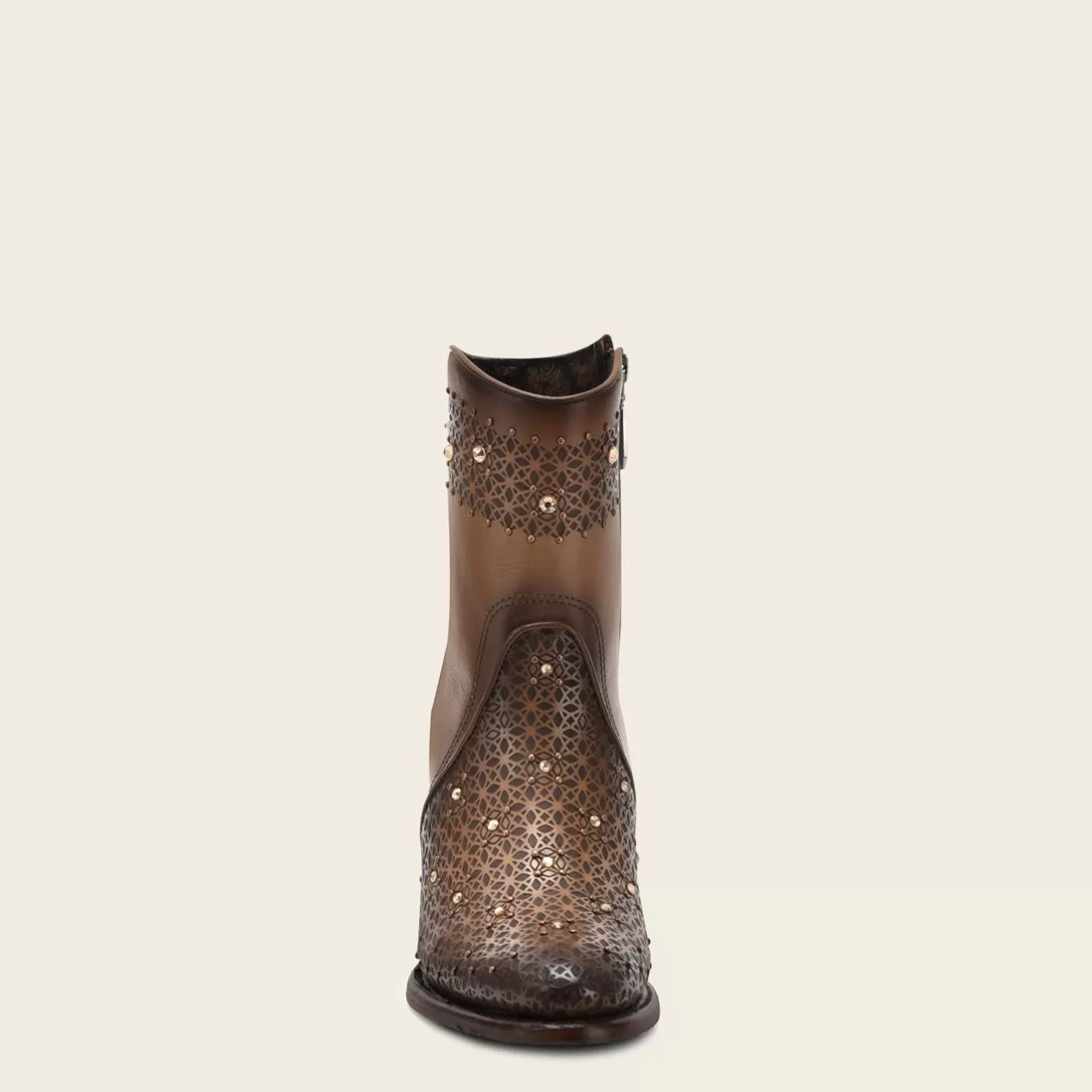 Cuadra Perforated Honey Brown Leather Ankle Bootie With Austrian Crystals Store