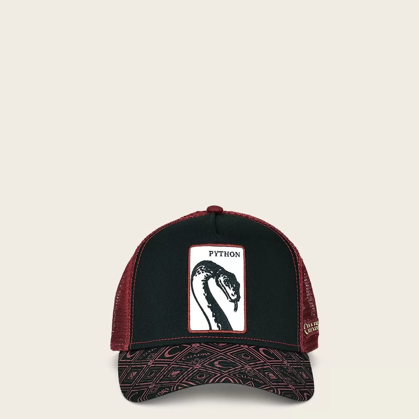 Cuadra Red Snapback Cap With Phyton Patch New