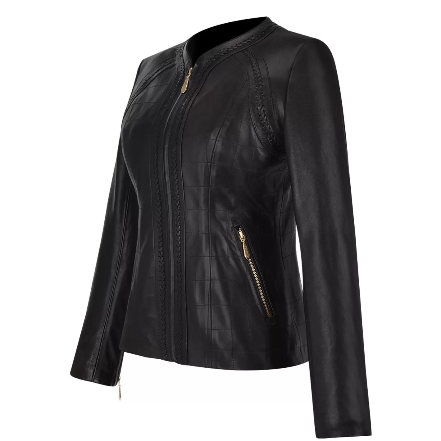 Cuadra Womens Black Leather Shearling Jacket Fashion