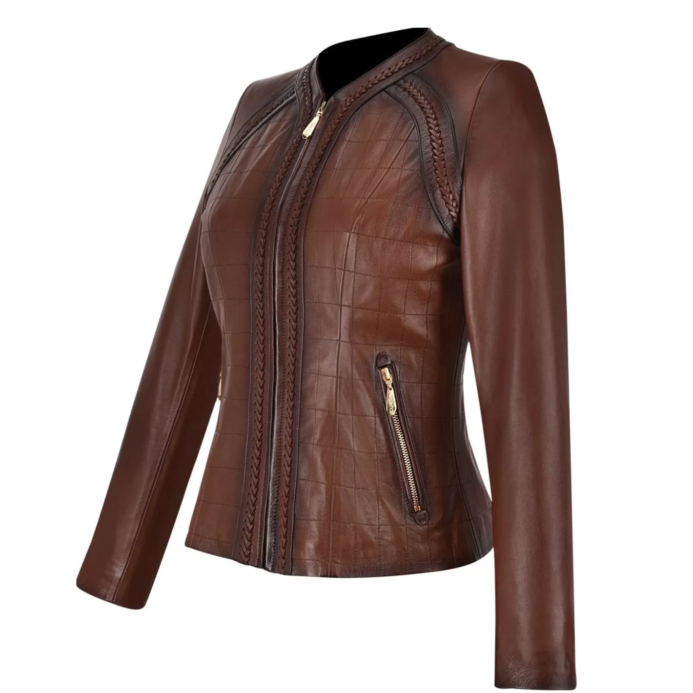 Cuadra Womens Brown Leather Shearling Jacket Clearance