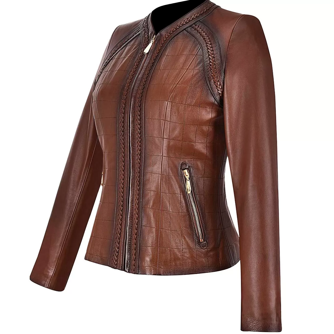 Cuadra Womens Brown Leather Shearling Jacket Clearance