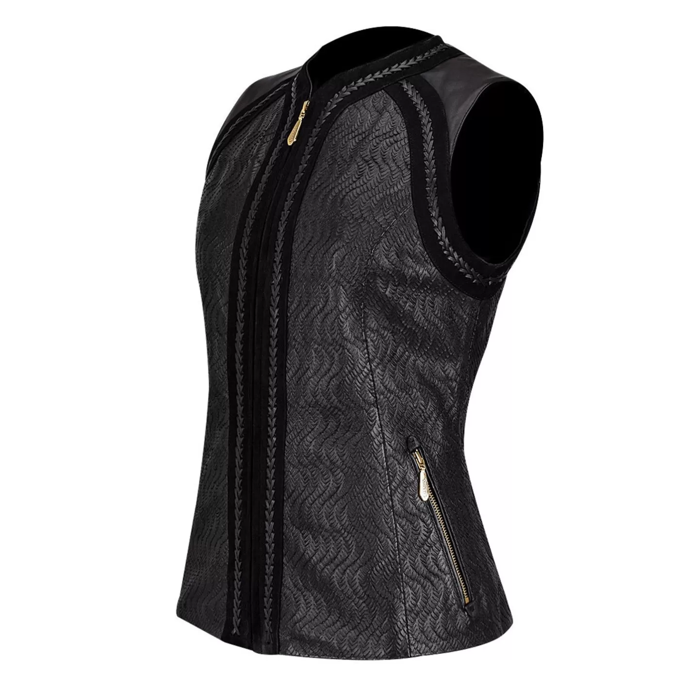 Cuadra Womens Formal Black Leather Vest Shop