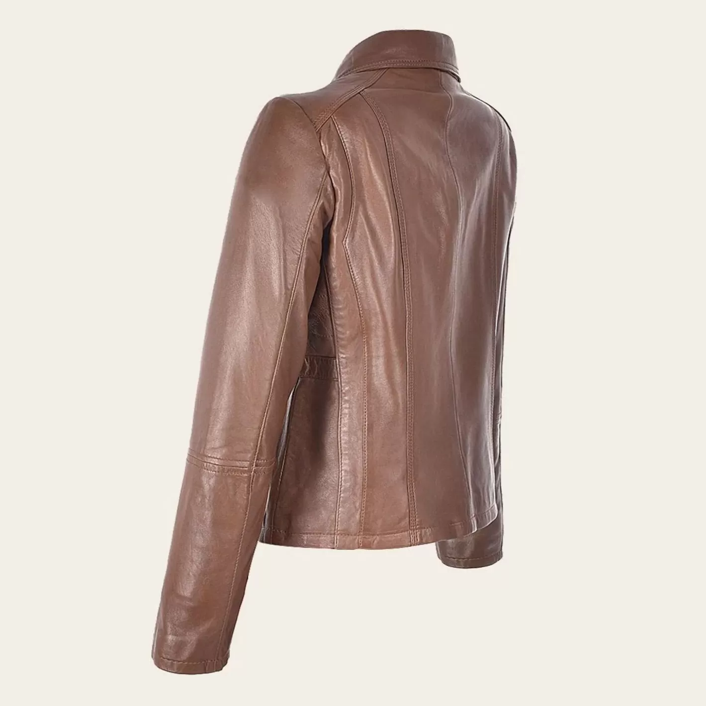 Cuadra Womens Honey Leather Jacket With Decorative Pockets Shop